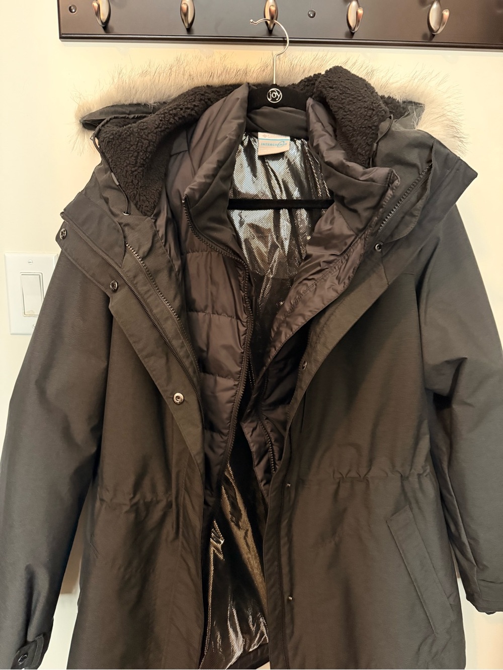 Columbia Women's Black Insulated Winter Parka with Faux Fur Hood